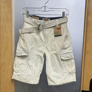 Levi's Men's Cream Cargo Shorts with Belt